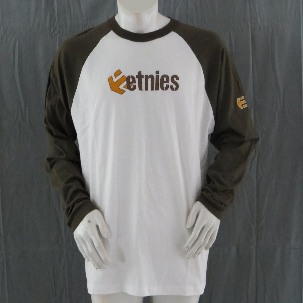 Vintage Etnies Shirt - Raglan Long Sleeve Brown and White - Men's XL (NWT)